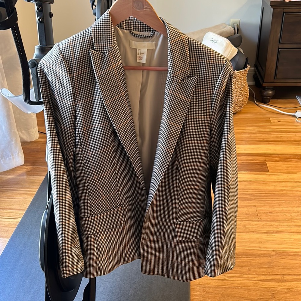 H&M Black and White Houndstooth Blazer